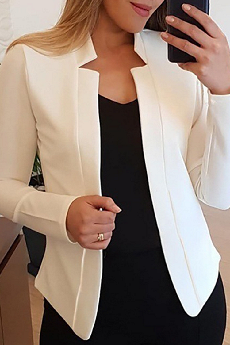 Elegante Cárdigan de Color Sólido con Parche y Cuello para Todas las Ocasiones