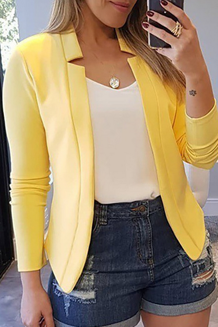 Elegante Cárdigan de Color Sólido con Parche y Cuello para Todas las Ocasiones