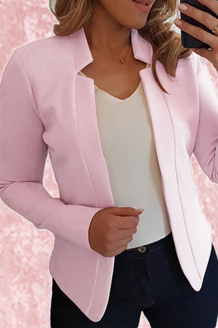 Elegante Cárdigan de Color Sólido con Parche y Cuello para Todas las Ocasiones