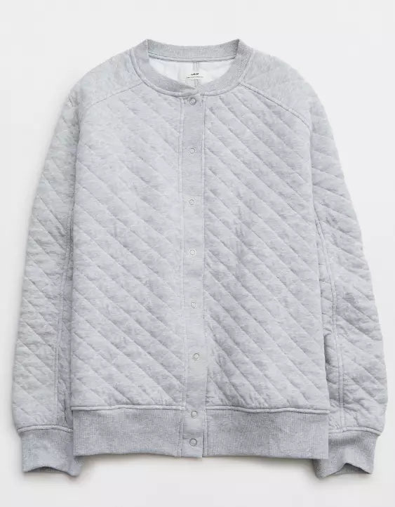 Chaqueta Bomber con Cierre de Botones a Presión para Mujer – Estilo Moderno