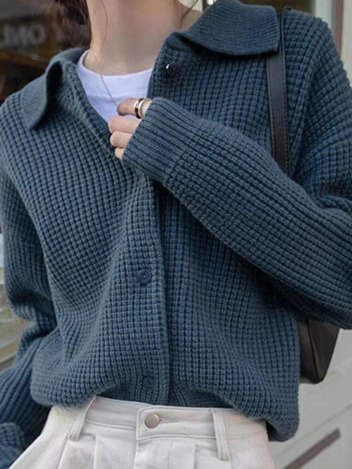 Cárdigan con Cuello de Solapa y Diseño Texturizado – Elegante y Versátil