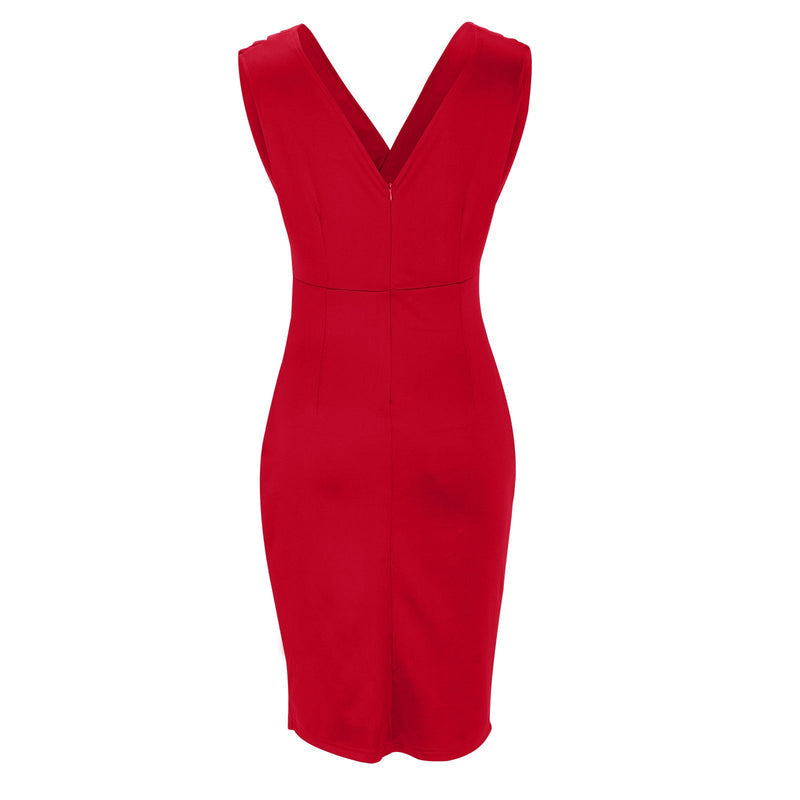 Vestido lápiz ajustado con escote en V y abertura elegante