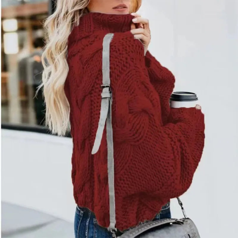 Mireia - Dulce y elegante suéter sólido de medio cuello alto