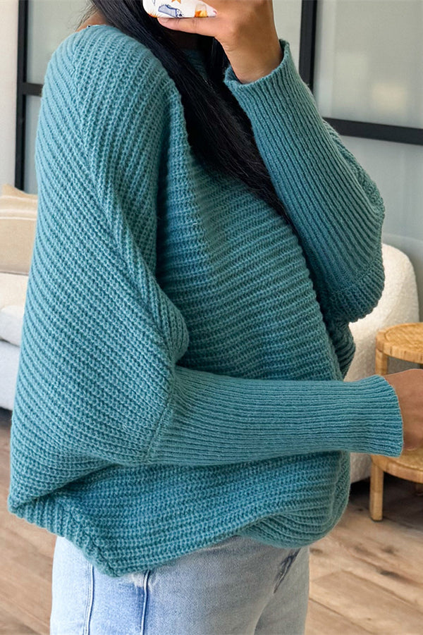 Suéter de Punto Moderno con Cuello Redondo y Elegantes Mangas Murciélago - Ideal para Todas las Temporadas