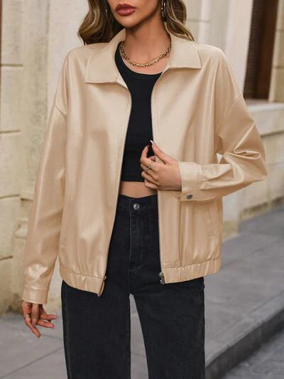 Chaqueta con Cuello y Cremallera, Ideal para Uso Diario - Con Bolsillos Prácticos
