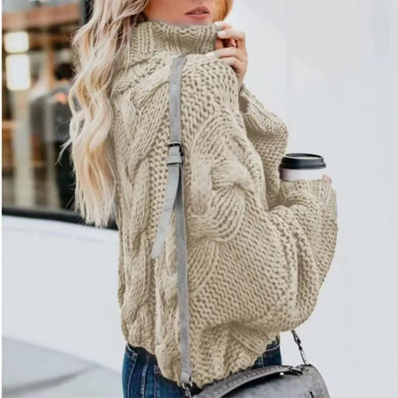 Mireia - Dulce y elegante suéter sólido de medio cuello alto