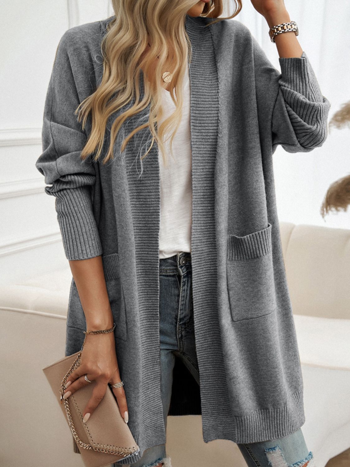 Cardigan Abierto de Manga Larga - Prenda Elegante y Cálida para Todas las Ocasiones