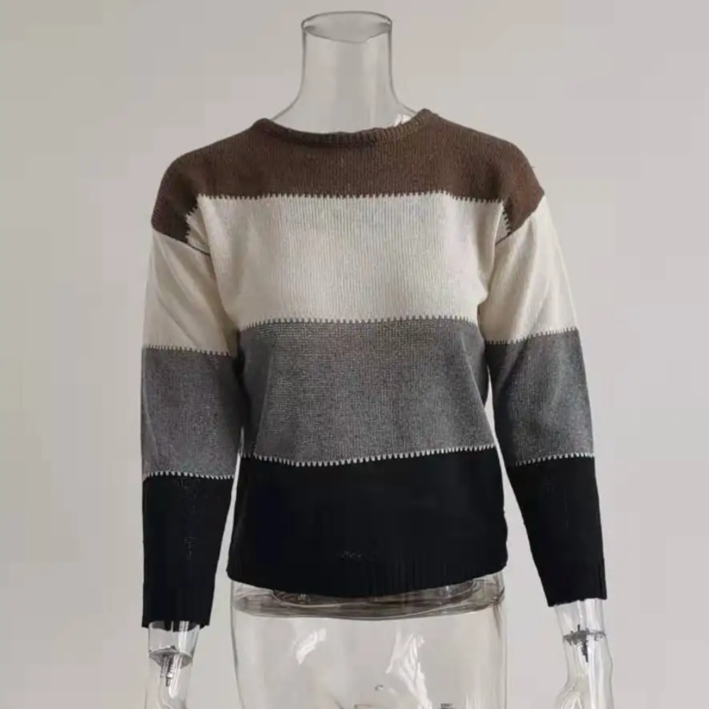 Suéter informal con bloques de color para mujer