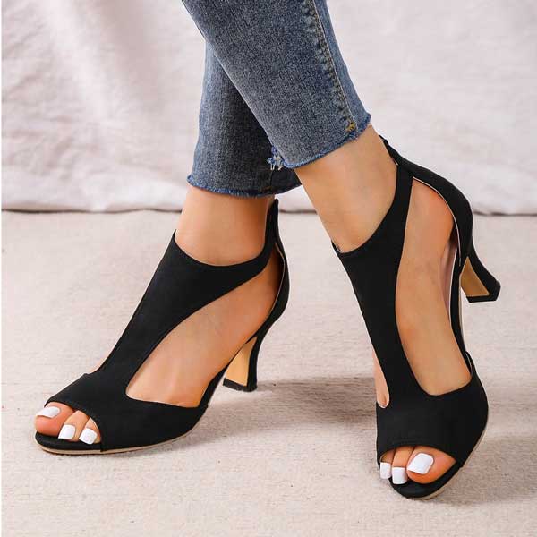 Zapatos de mujer elegantes y cómodos con tacón bajo y punta abierta perfectos para ocasiones especiales