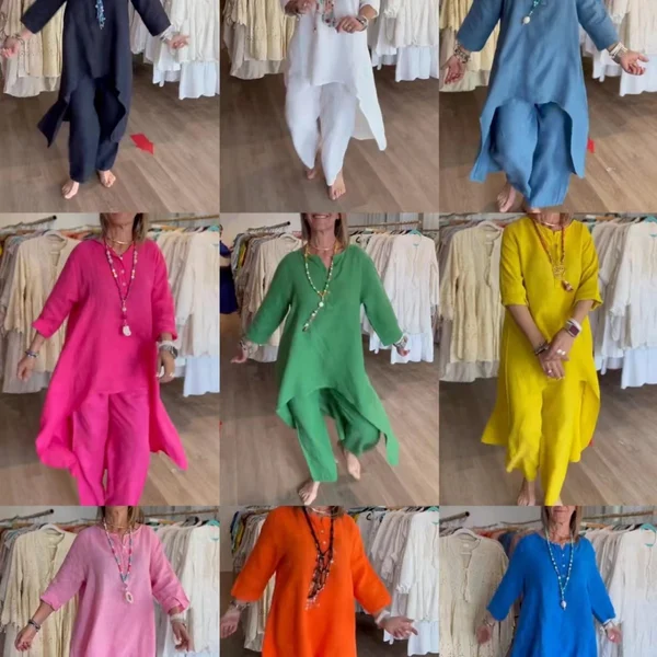 Veronica – Traje informal para mujer de lino liso