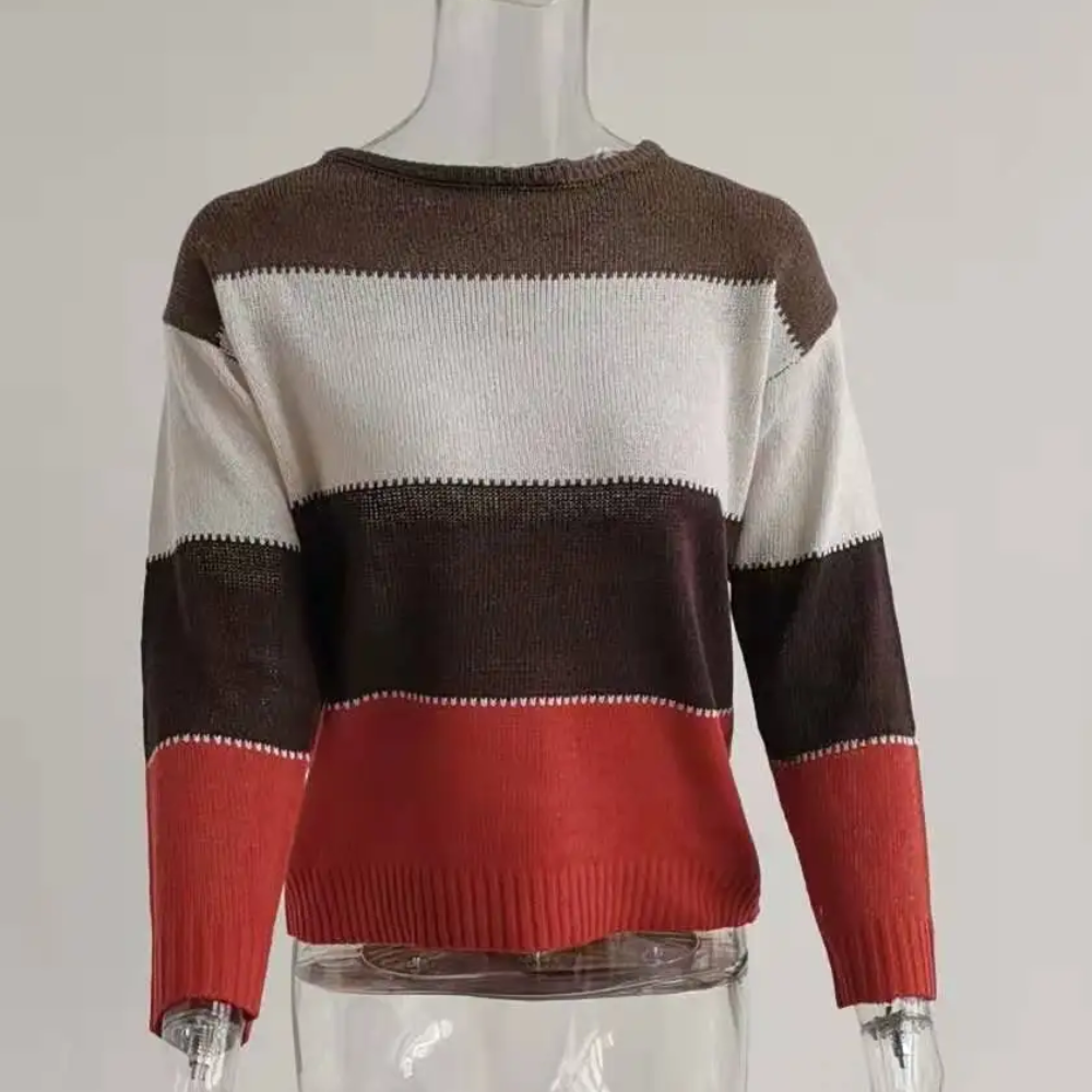 Suéter informal con bloques de color para mujer
