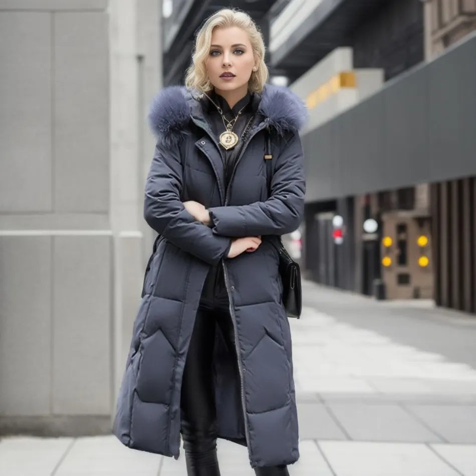 Abrigo Largo de Invierno para Mujer con Diseño Exquisito de Capucha