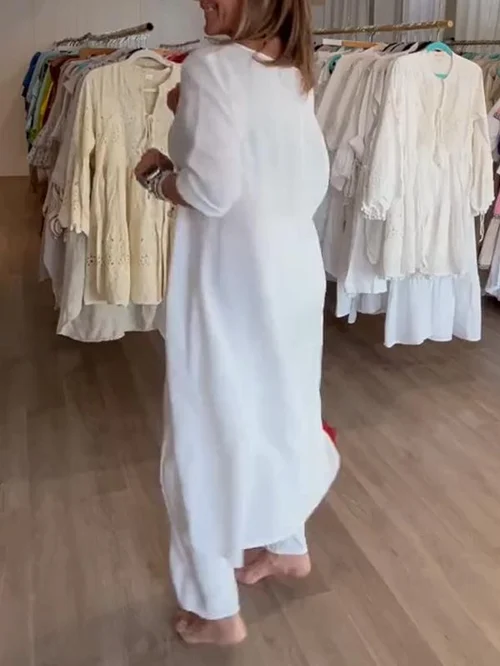 Veronica – Traje informal para mujer de lino liso