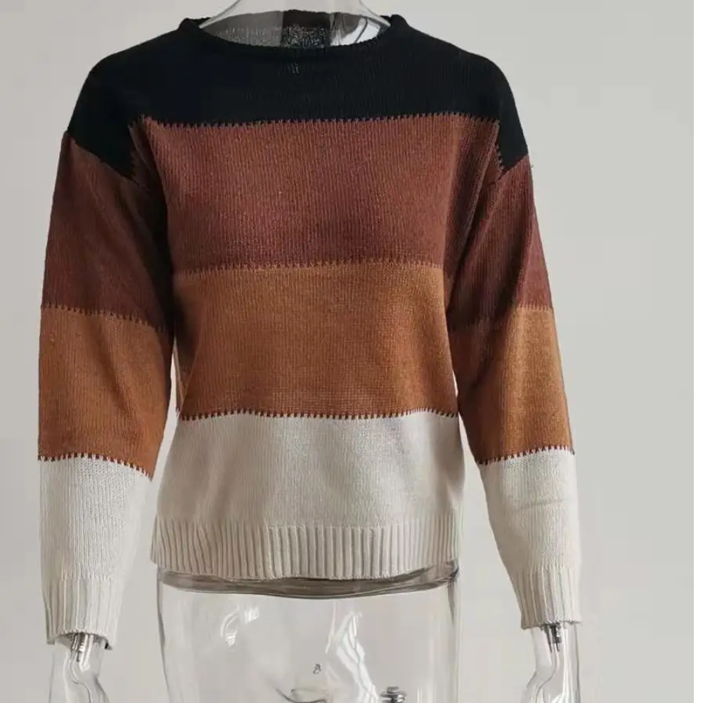 Suéter informal con bloques de color para mujer