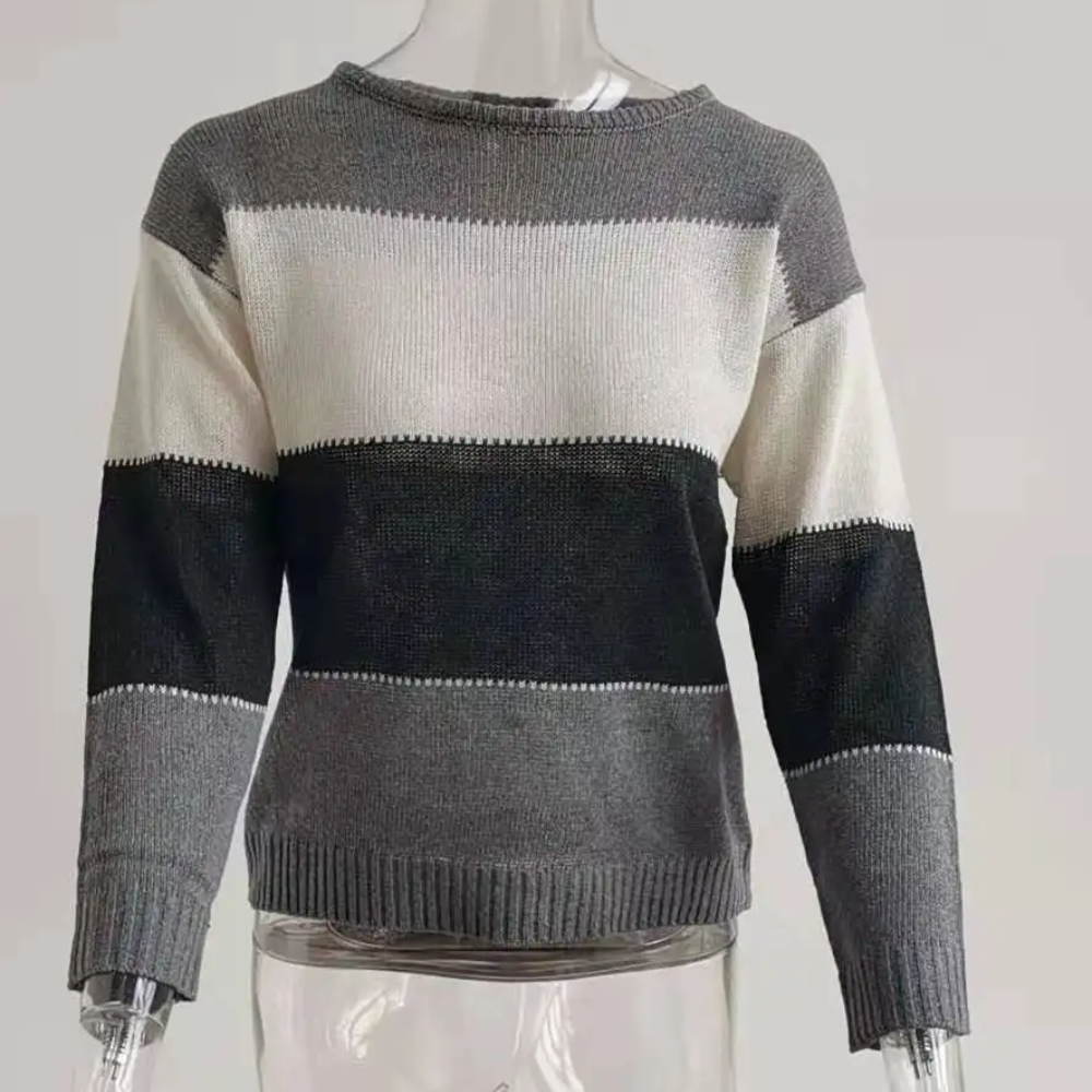 Suéter informal con bloques de color para mujer