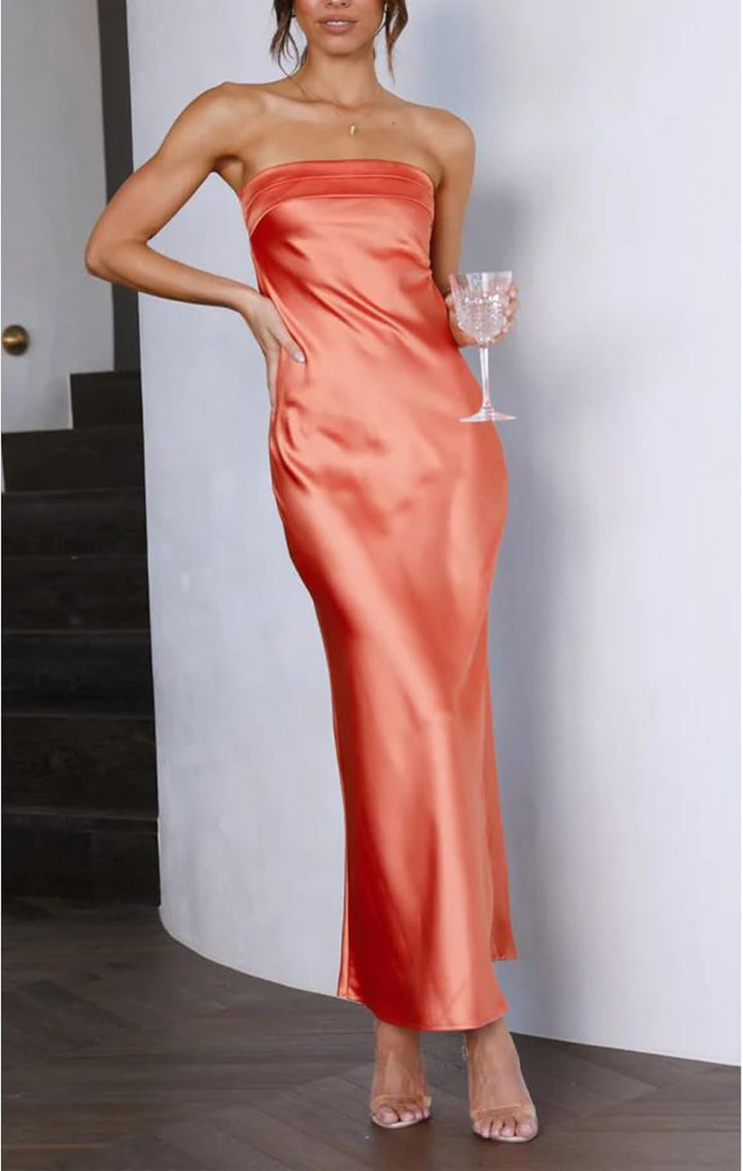 Vestido elegante sin tirantes ideal para cualquier ocasión