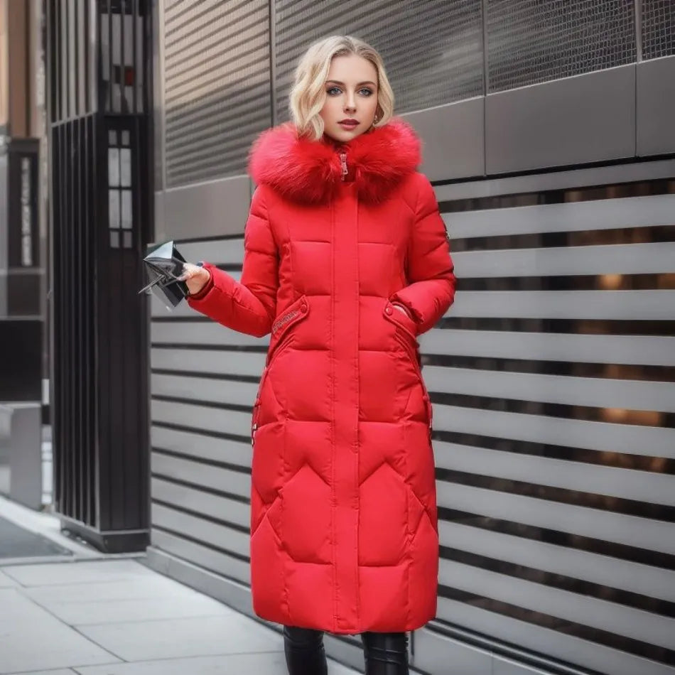 Abrigo Largo de Invierno para Mujer con Diseño Exquisito de Capucha