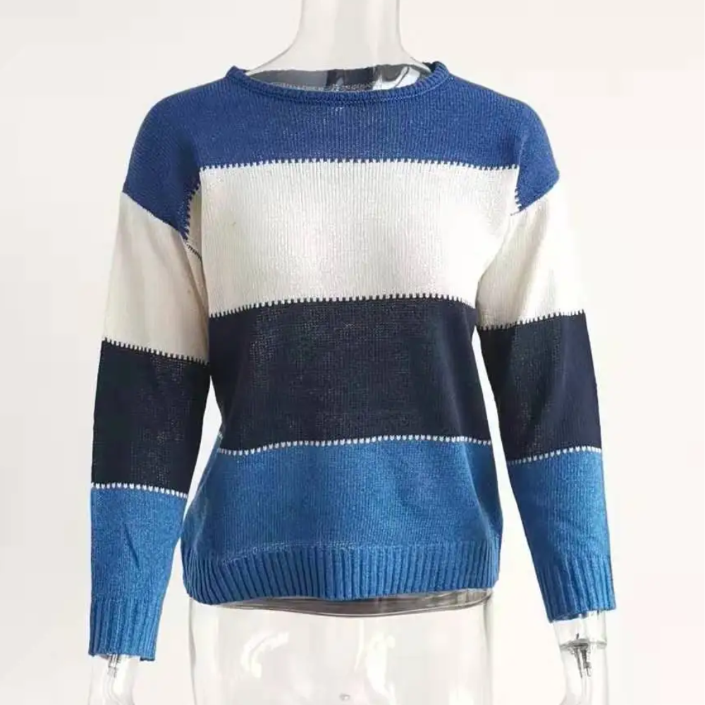 Suéter informal con bloques de color para mujer