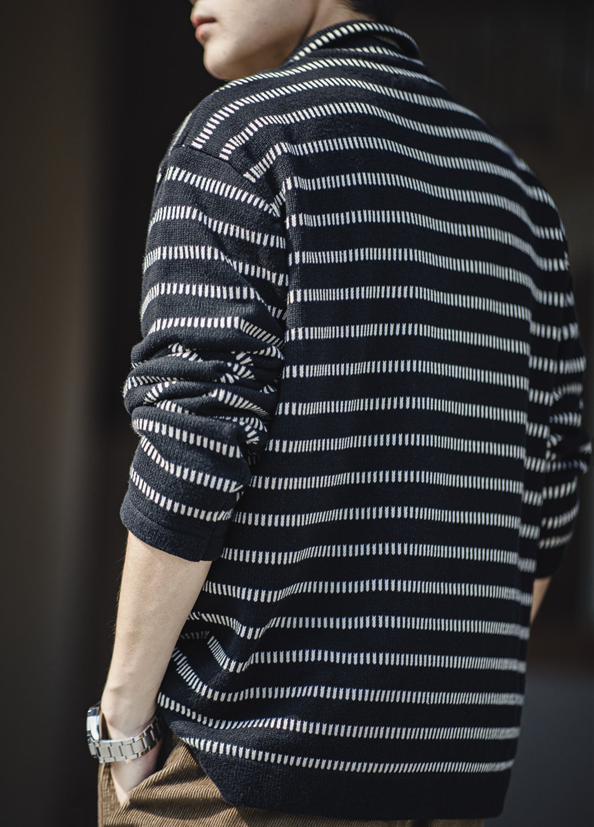 Polo de Rayas Americanas de Carlos - Suéter de Color Contrastante para Hombre