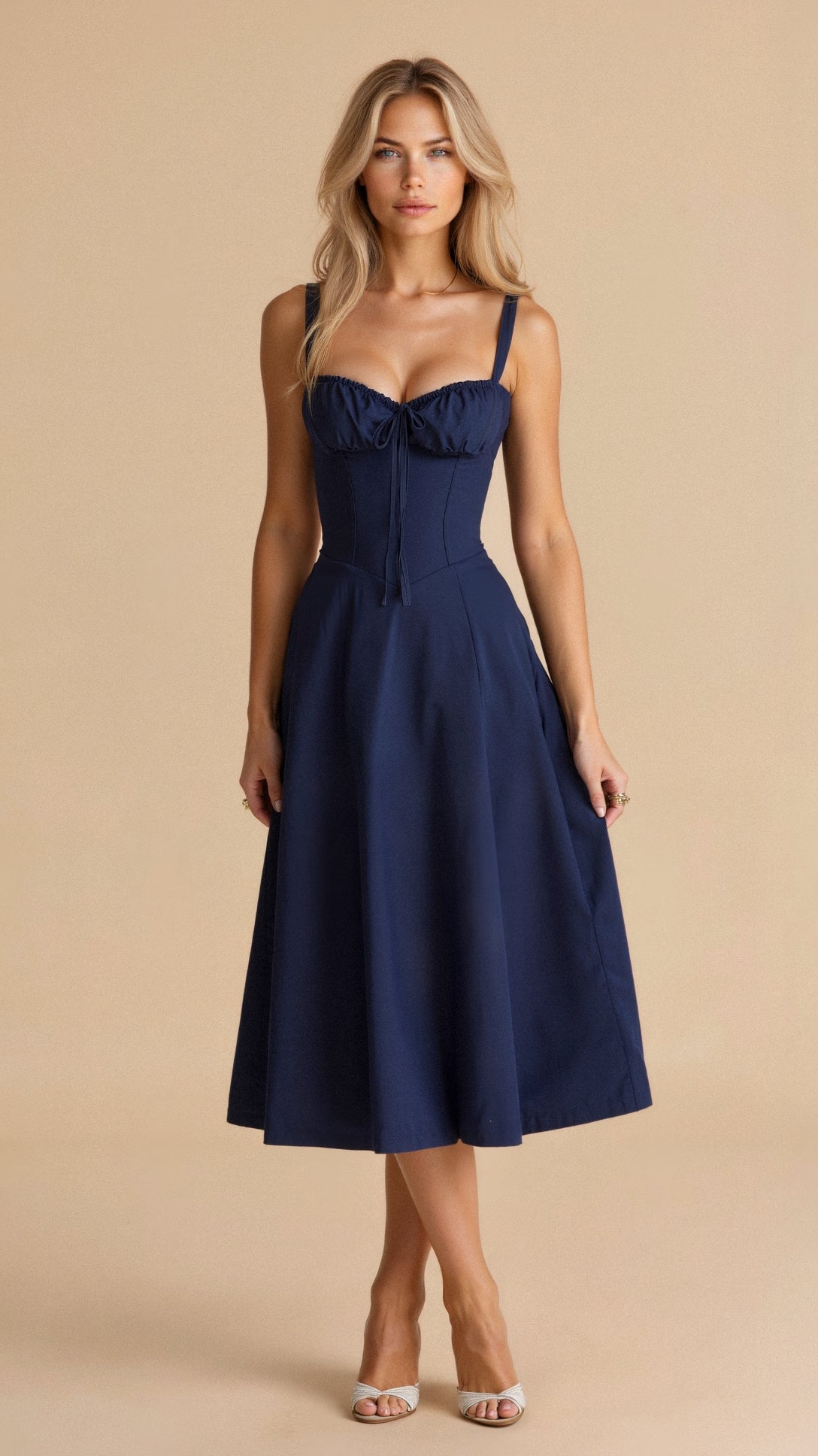 Vestido midi de verano con tirantes y abertura para un look sofisticado