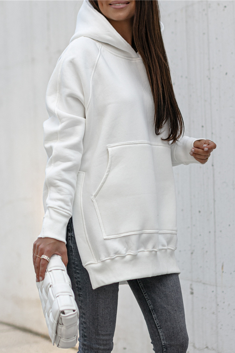 Sudadera Informal con Capucha, Bolsillos y Abertura Lateral para Mujer