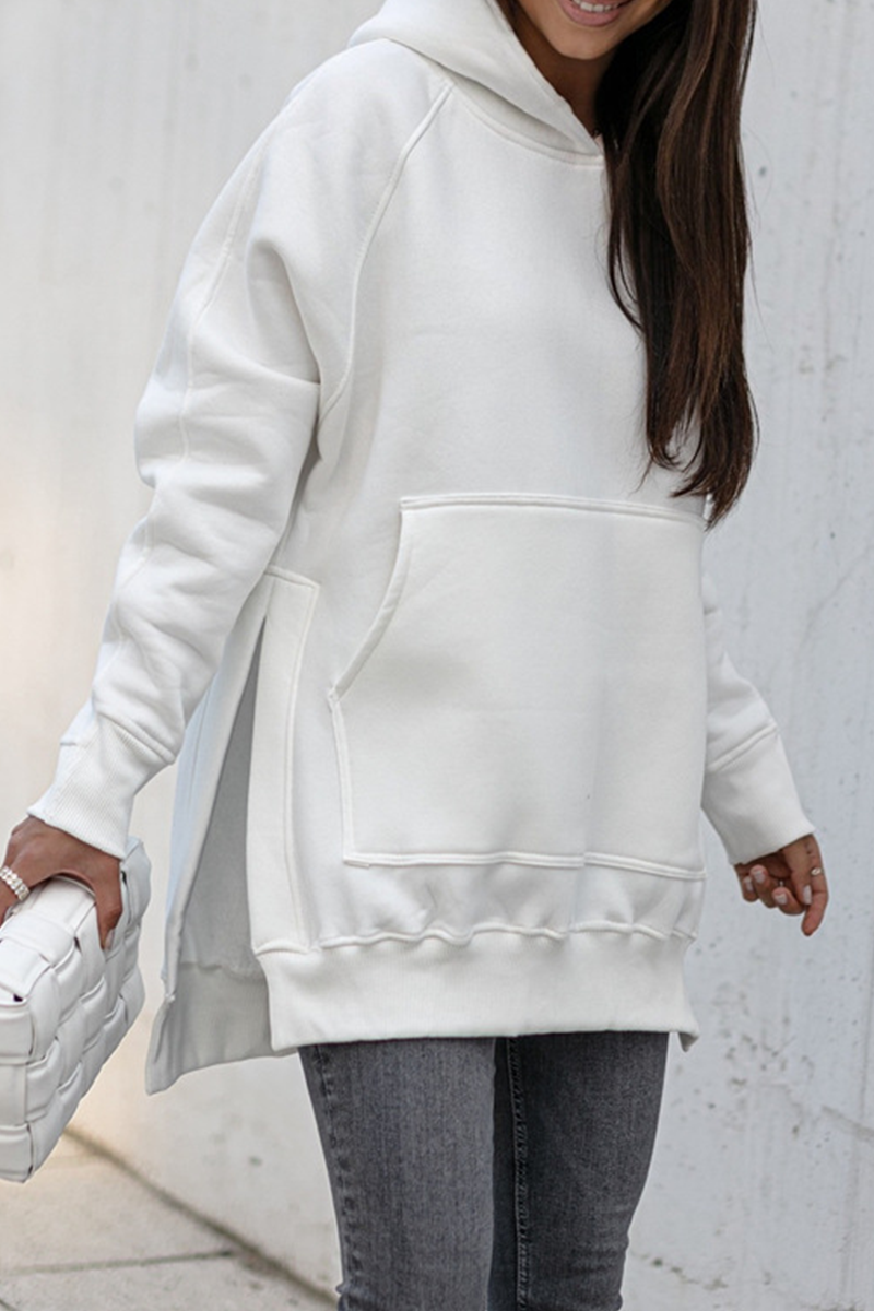Sudadera Informal con Capucha, Bolsillos y Abertura Lateral para Mujer