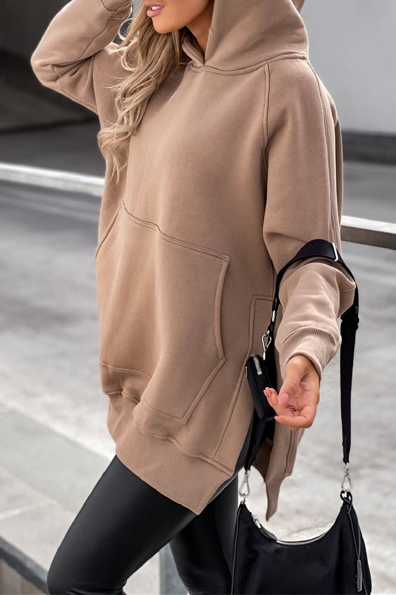Sudadera Informal con Capucha, Bolsillos y Abertura Lateral para Mujer