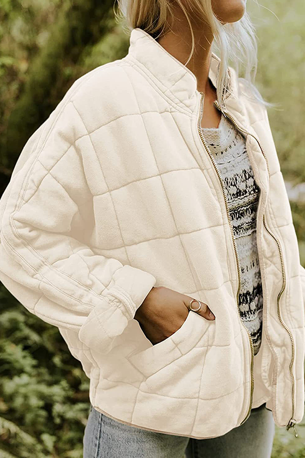 Chaqueta Informal con Bolsillos y Cremallera, Cuello Mao, Ideal para el Día a Día