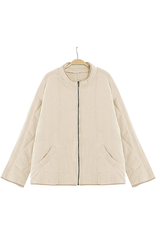 Chaqueta Informal con Bolsillos y Cremallera, Cuello Mao, Ideal para el Día a Día