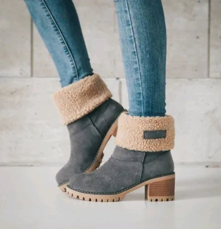 Botines de invierno para mujer con diseño moderno y tacón bajo