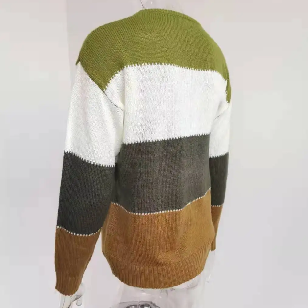 Suéter informal con bloques de color para mujer