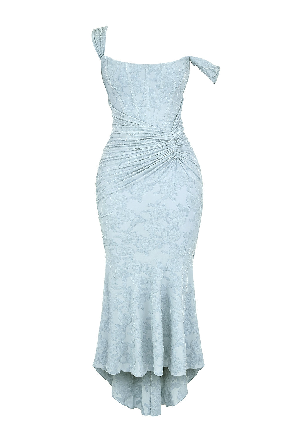 Vestido largo elegante y sofisticado con falda asimétrica y tirantes ajustables
