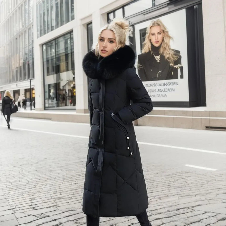 Abrigo Largo de Invierno para Mujer con Diseño Exquisito de Capucha