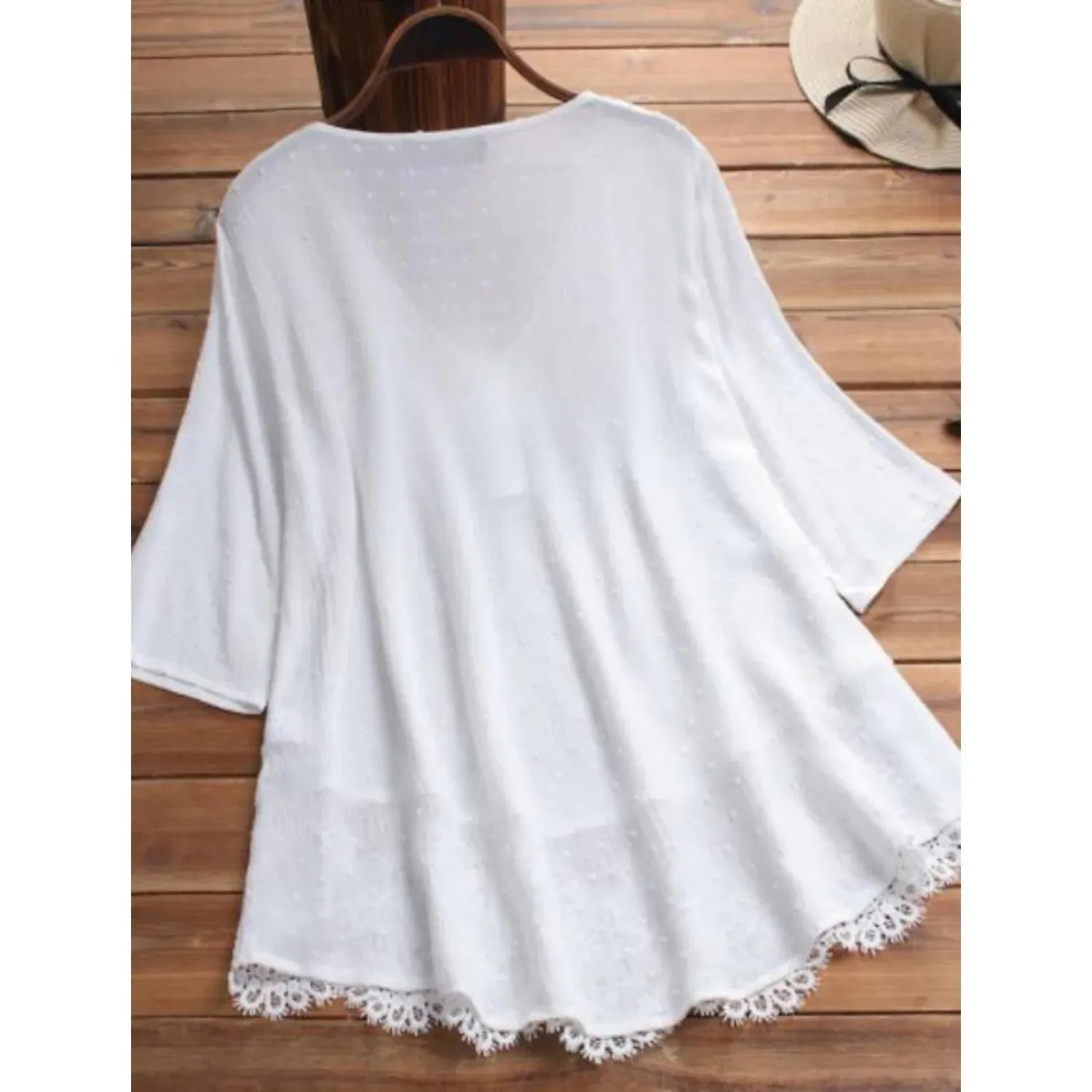 Alba - Top de encaje con cuello de pico para mujer