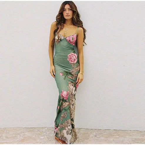 Vestido sin mangas con estampado floral y estilo elegante