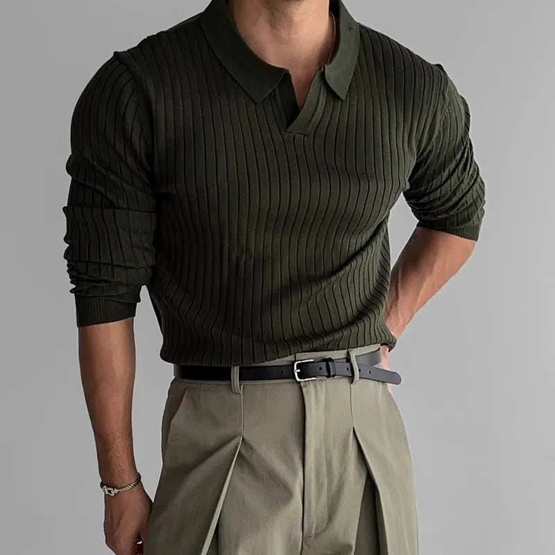 Polo de manga larga para hombre con estilo casual moderno