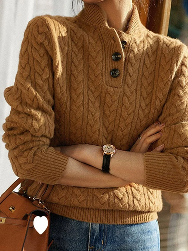 Suéter de Punto Moderno con Torsadas: Informal Chic para Mujeres