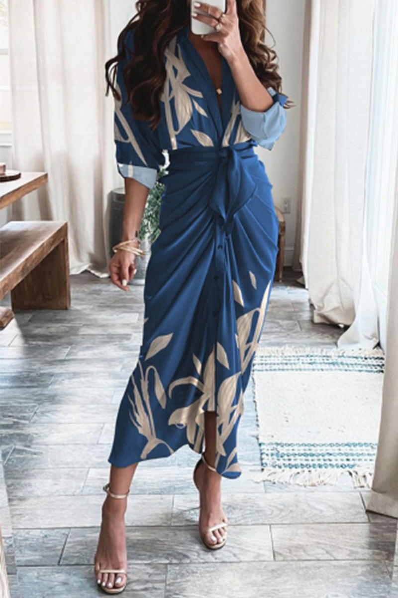 Vestido Linda - Con Escote en V y Estampado Elegante