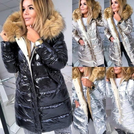 Chaqueta larga de invierno con cuello elegante para mujeres