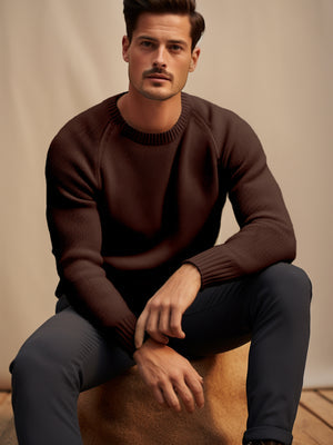 Suéter de Pullover Raglán con Cuello Redondo para Hombres - Comodidad y Estilo