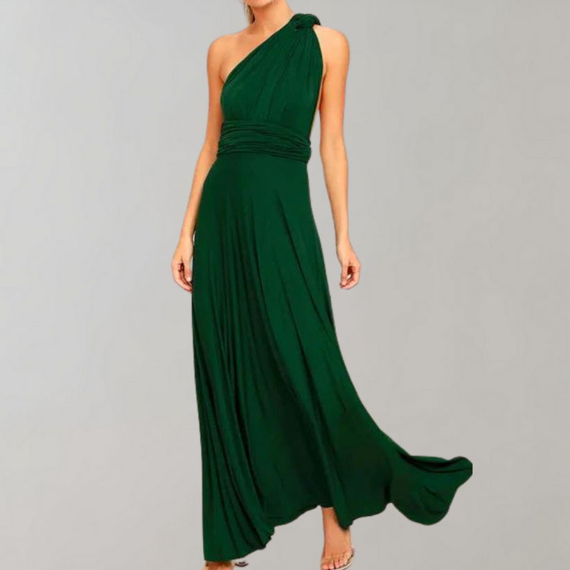 Vestido largo envolvente con superposición elegante
