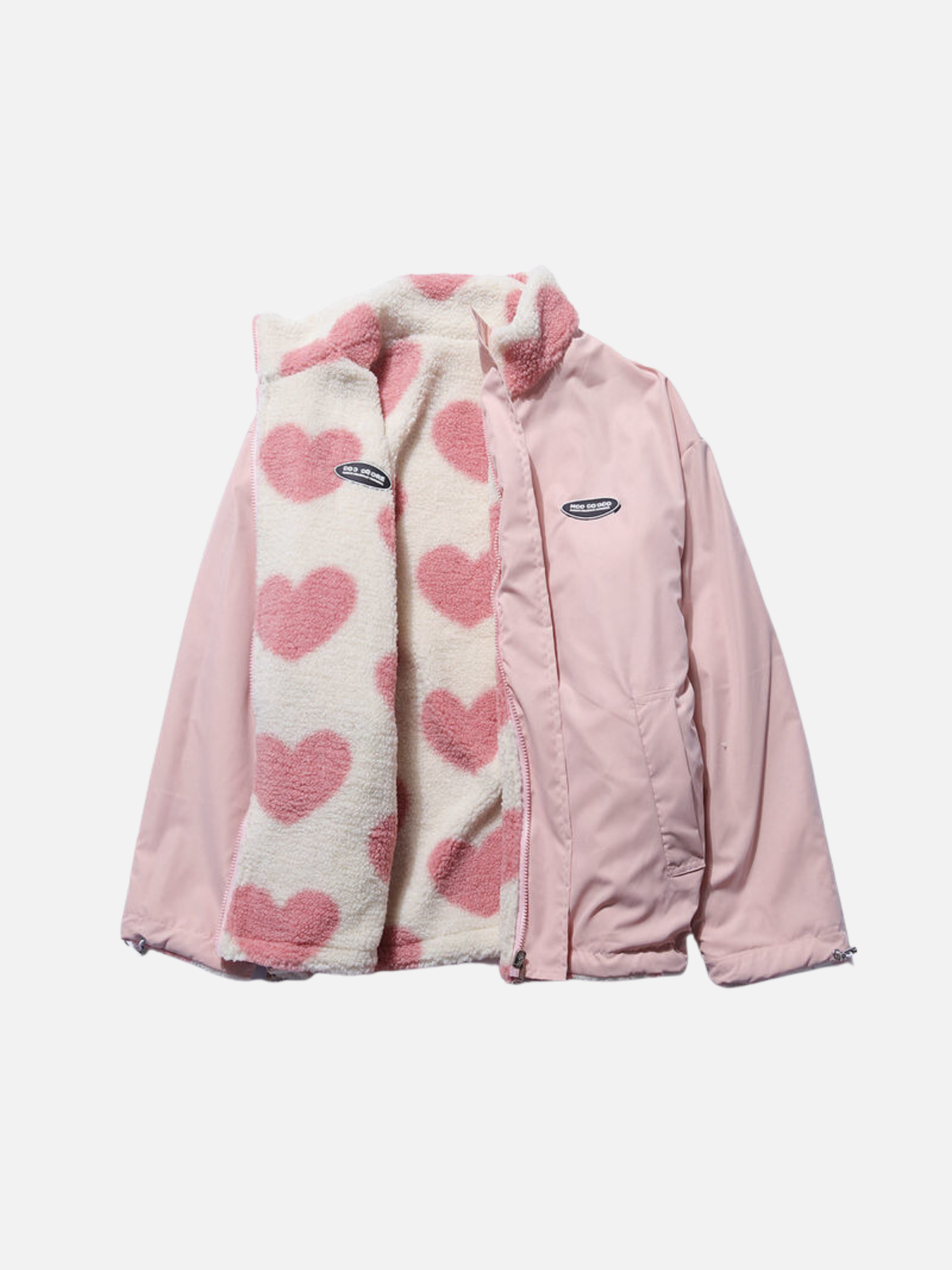 Chaqueta para el otoño fresco con forro suave y estampado de corazones