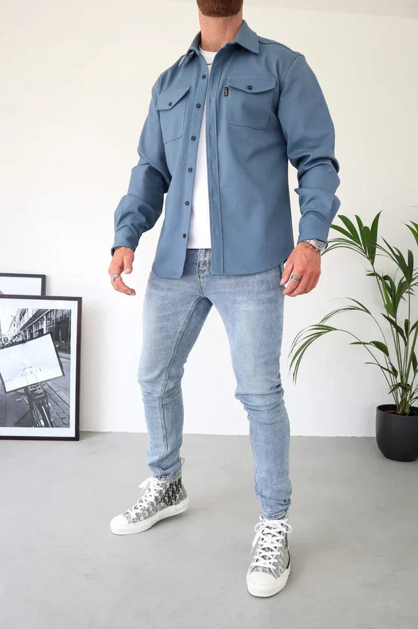 Chaqueta estilo sobrecamisa para hombre con cierre frontal de botones