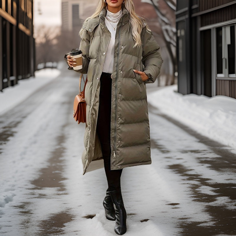 Abrigo largo de invierno para mujer con diseño elegante y moderno