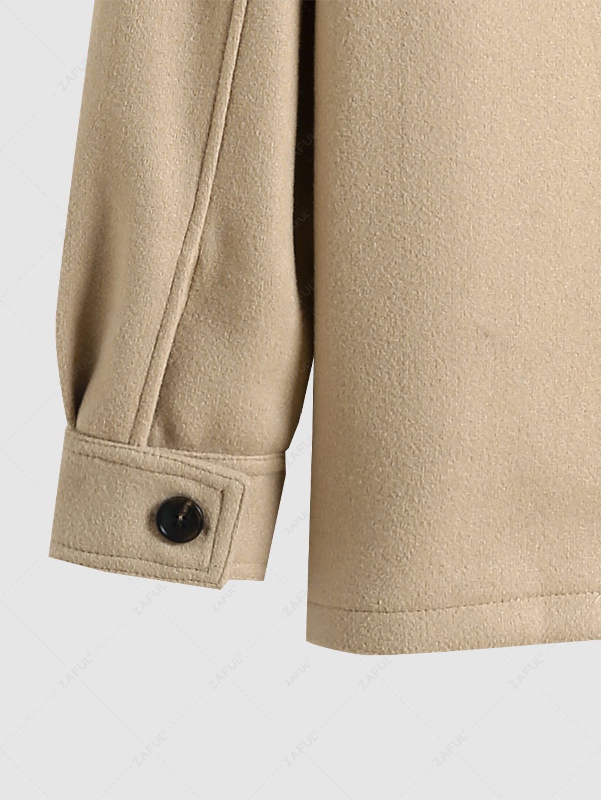 Abrigo de Doble Botón con Diseño de Bolsillos - Beige Claro