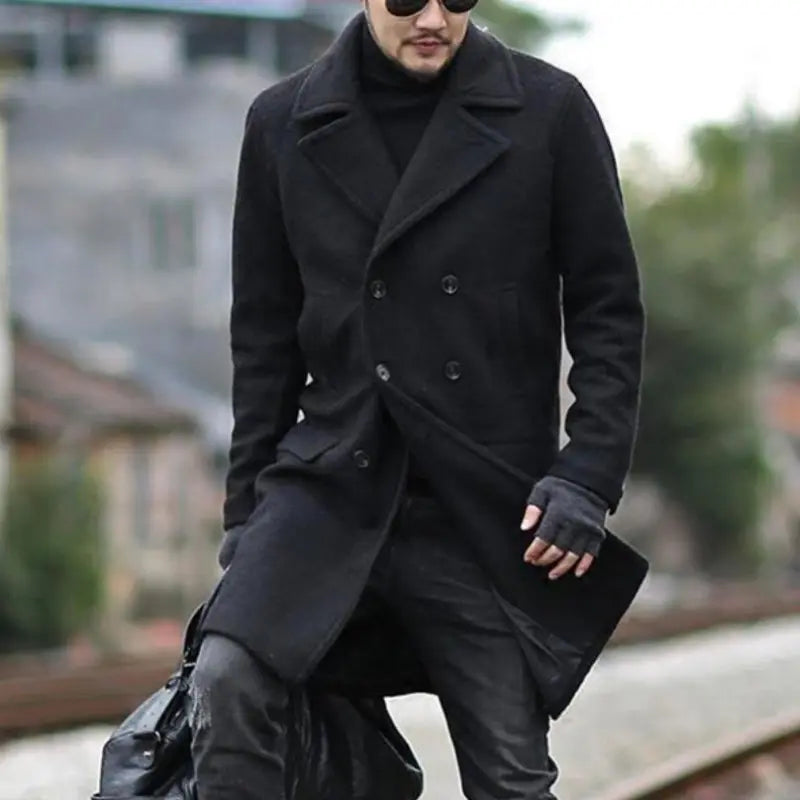 Abrigo de hombre largo - Chaqueta de hombre invierno azul marino