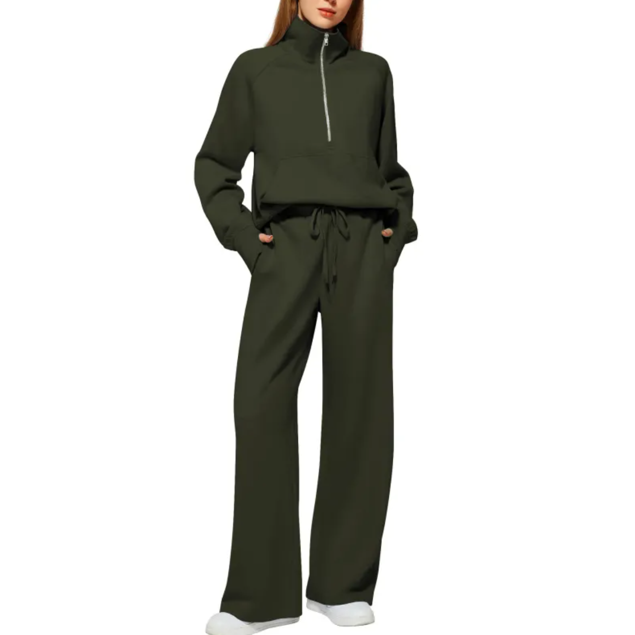 Conjunto de Top Corto de Manga Larga con Solapa y Pantalones para Mujer – Ideal para Cualquier Ocasión