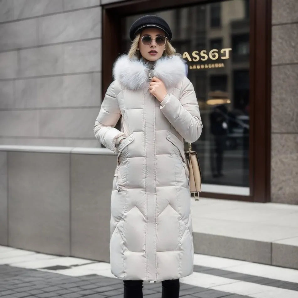 Abrigo Largo de Invierno para Mujer con Diseño Exquisito de Capucha