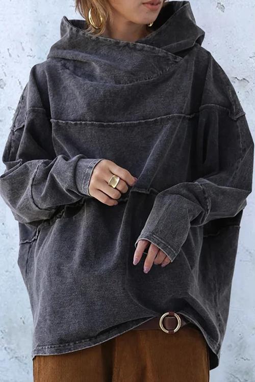 Sudadera Vintage de Manga Larga con Cuello Alto