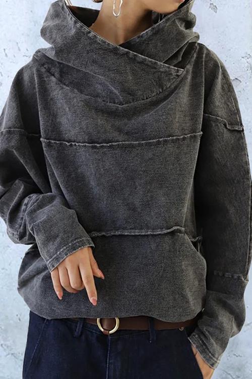 Sudadera Vintage de Manga Larga con Cuello Alto